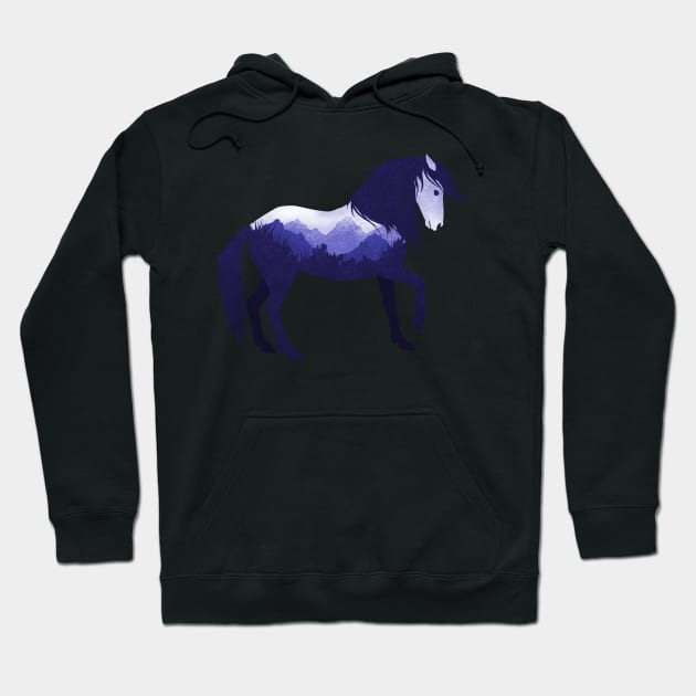 Dramabite Wild Horse Mustang Equine Double Exposure Wildlife Animal Hoodie by dramabite